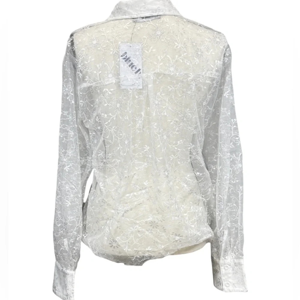 bundle 3 or more Blue B Lace Sheer Metallic Shirt NWT - Picture 2 of 5